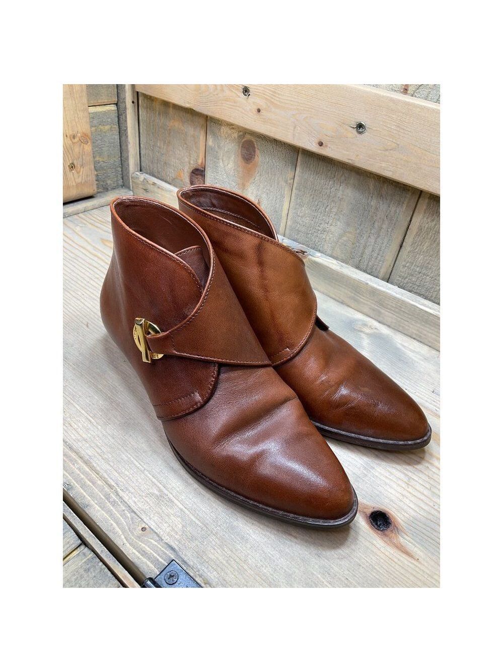 Etienne Aigner Lara II Brown Leather Womens Ankle Boots Womens 5.5M Brazil - Picture 2 of 8